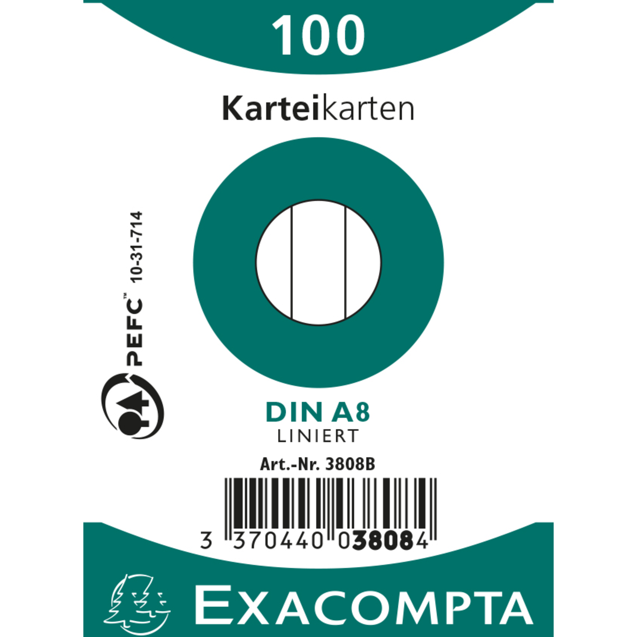 EXACOMPTA Karteikarten A8 liniert, 100 Stück eingeschweißt - Weiß