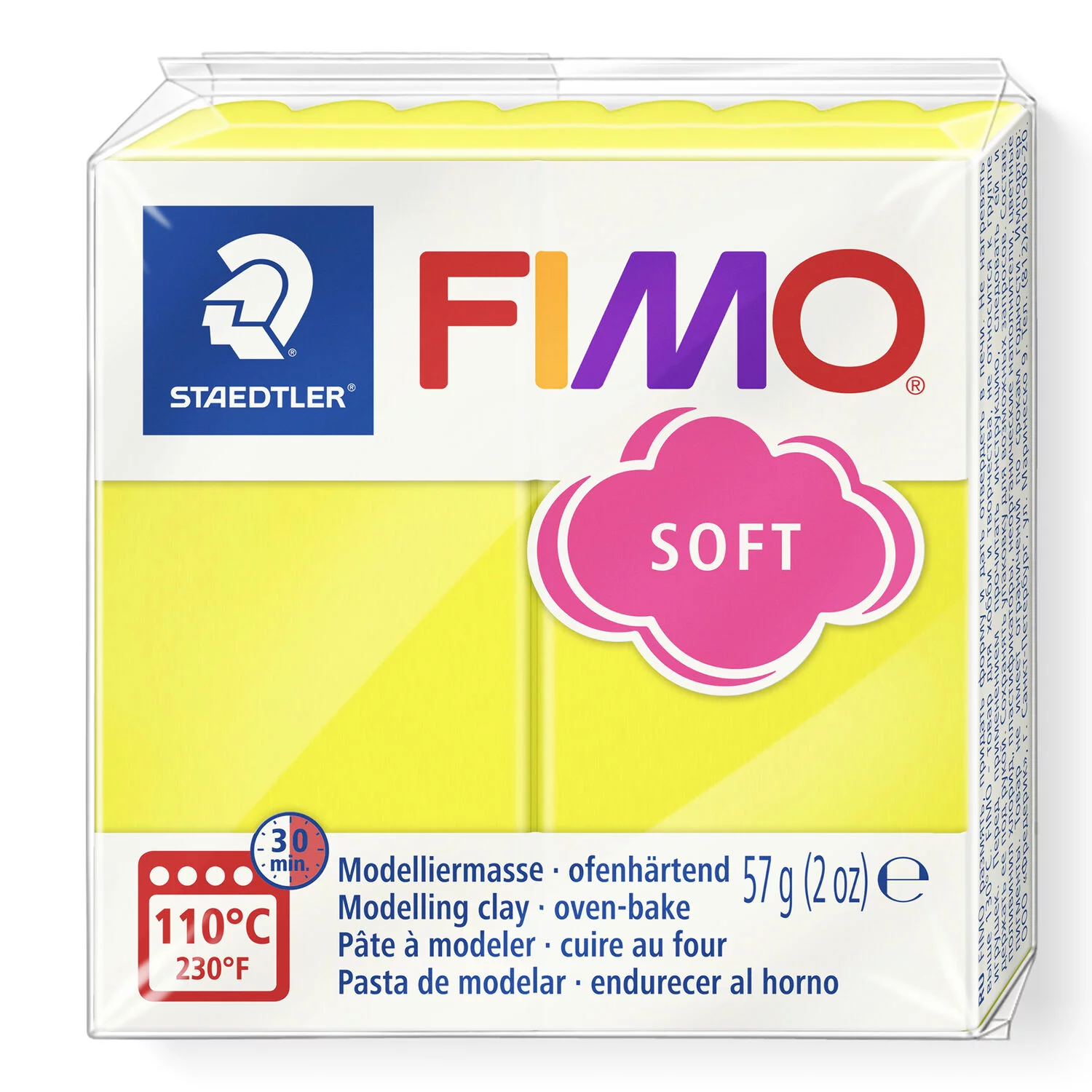 STAEDTLER 8020-10 - Fimo soft ofenhärtende Modelliermasse, 57 g, limonengelb