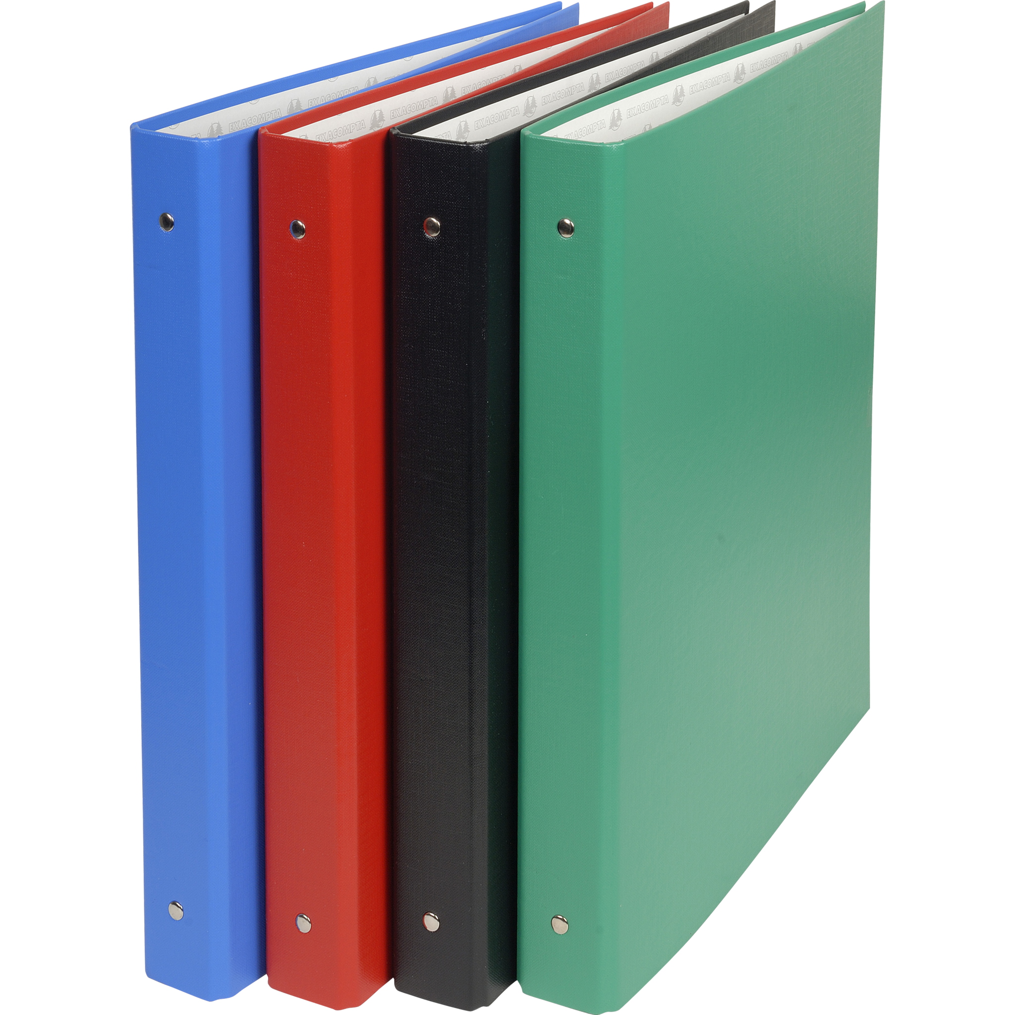 EXACOMPTA Ringbuch aus festem Karton 2,5mm PVC kaschiert, 4 Ringe 30mm, Rücken 40mm, 34,3x28cm für DIN A4 - Farben sortiert
