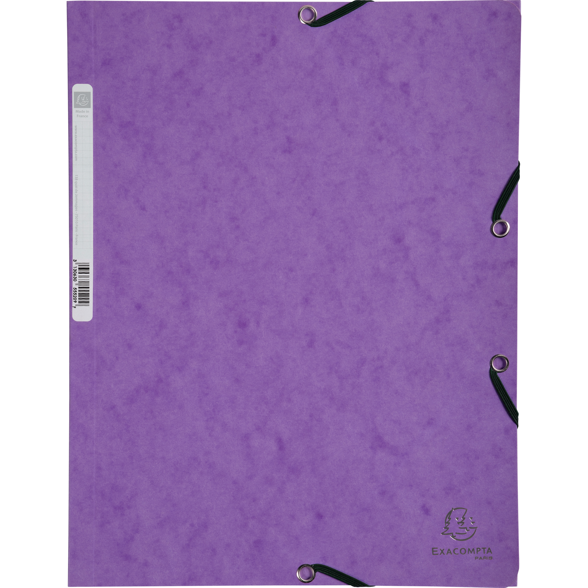 EXACOMPTA Sammelmappe mit Gummizug und 3 Klappen aus Colorspan-Karton 355g/qm, für Format DIN A4 - Violett