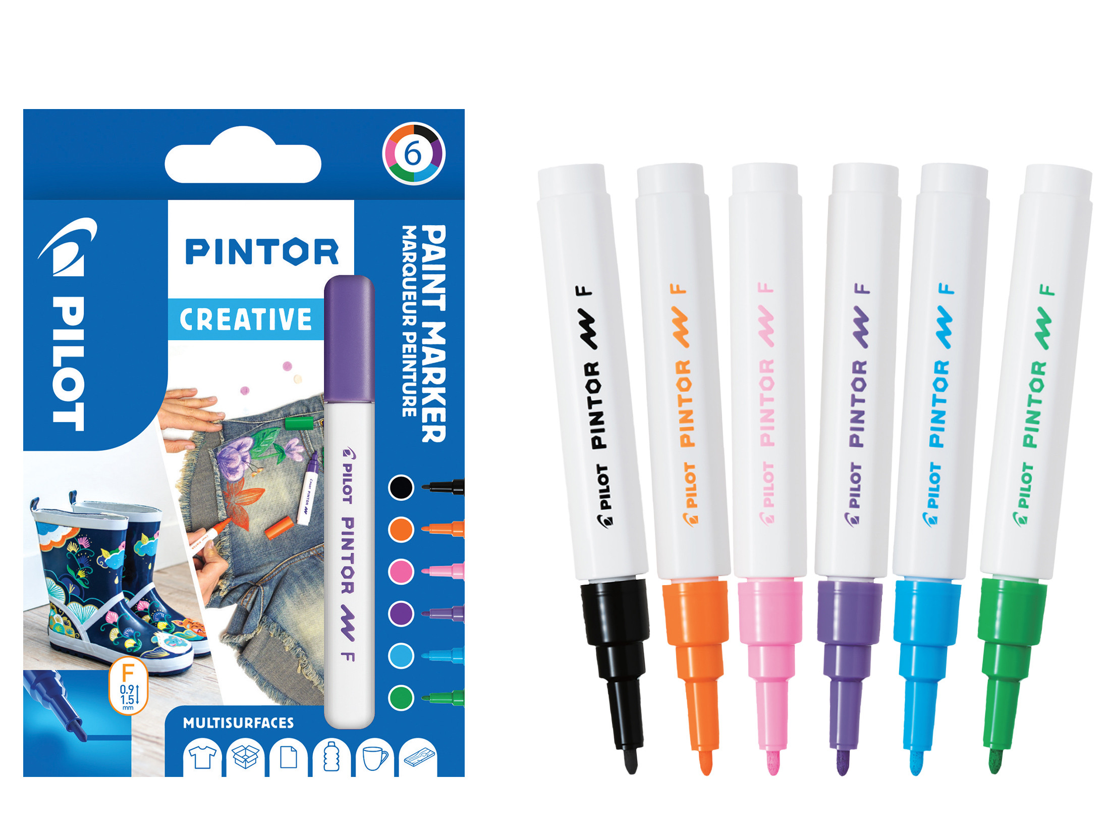 PILOT Kreativmarker PINTOR 2.9 (F) 6er Set Creative