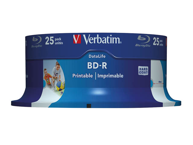 VERBATIM BD-R 25GB 6X (25Stk) CB WORM CAKE BOX INKJET PRINTABLE - 43811