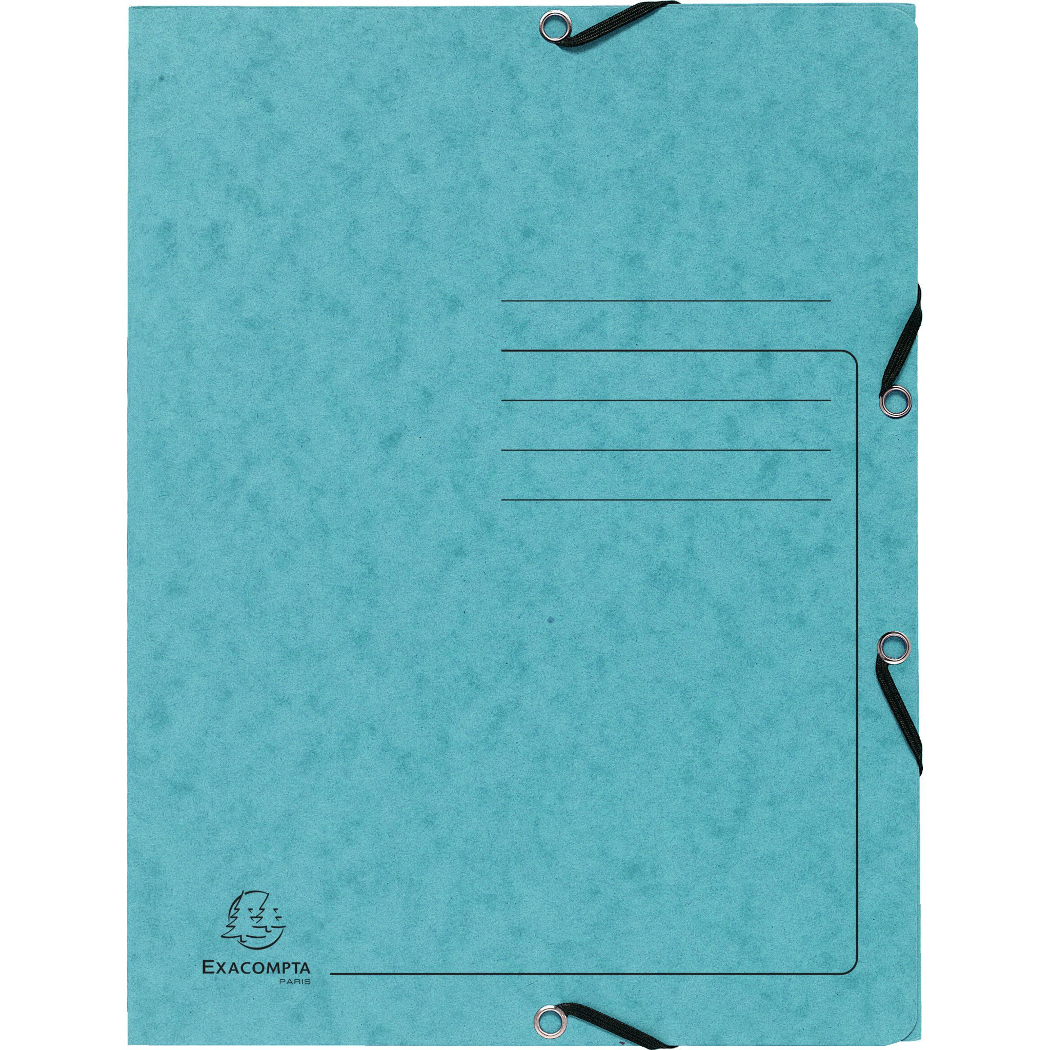 EXACOMPTA Sammelmappe mit Gummizug und 3 Klappen aus Colorspan-Karton 355g/m2 - A4 - Türkis