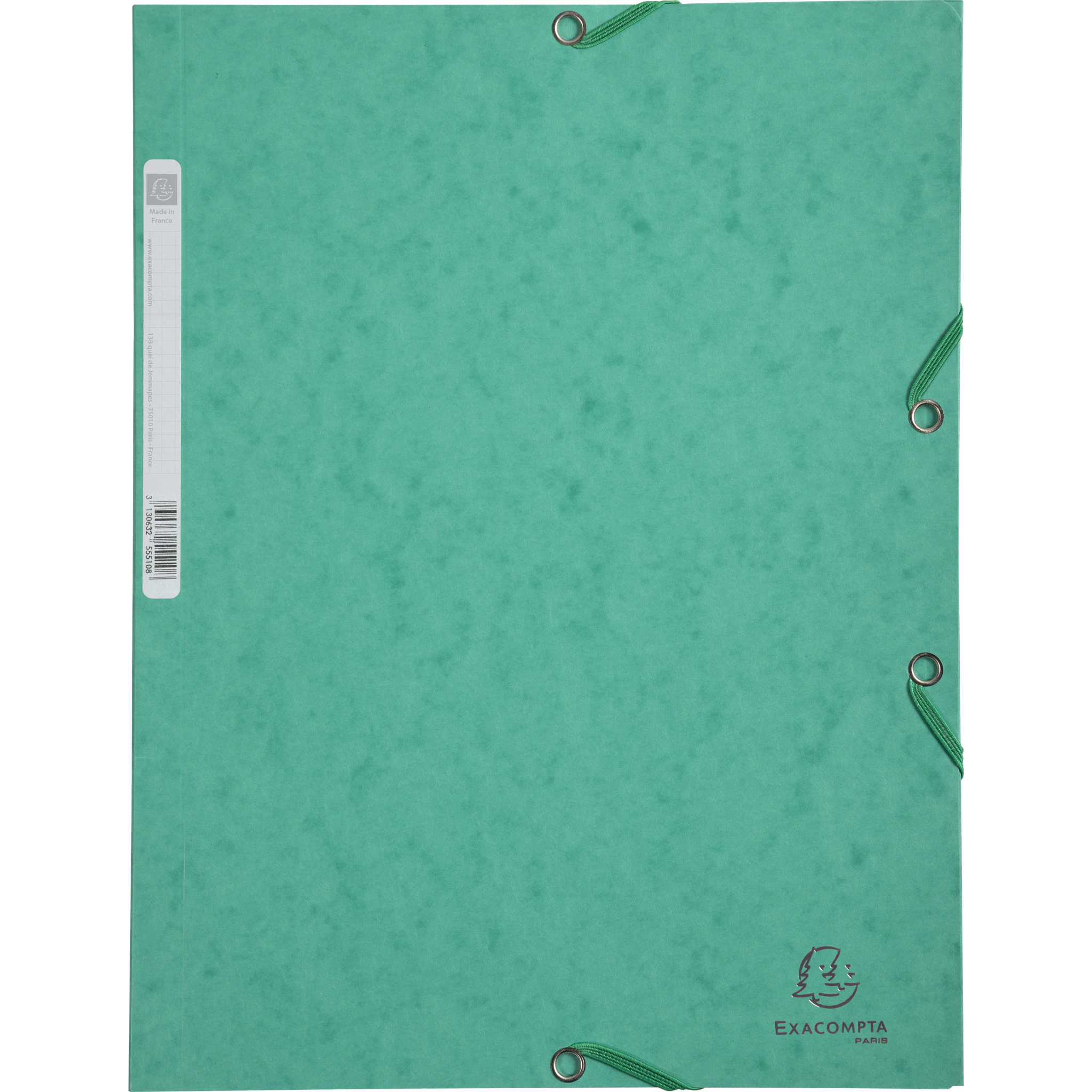 EXACOMPTA Sammelmappen mit Gummizug und 3 Klappen, Colorspan-Karton 400g/m2, für DIN A4 - Grün