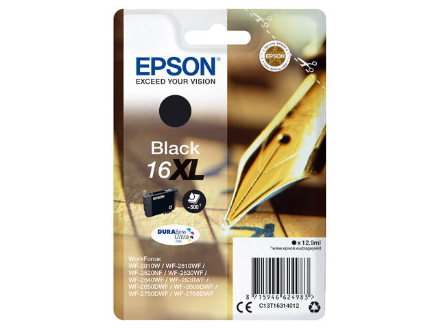 EPSON 16XL Tinte Schwarz WF2010 HC 500 S 12,9ml - C13T16314012