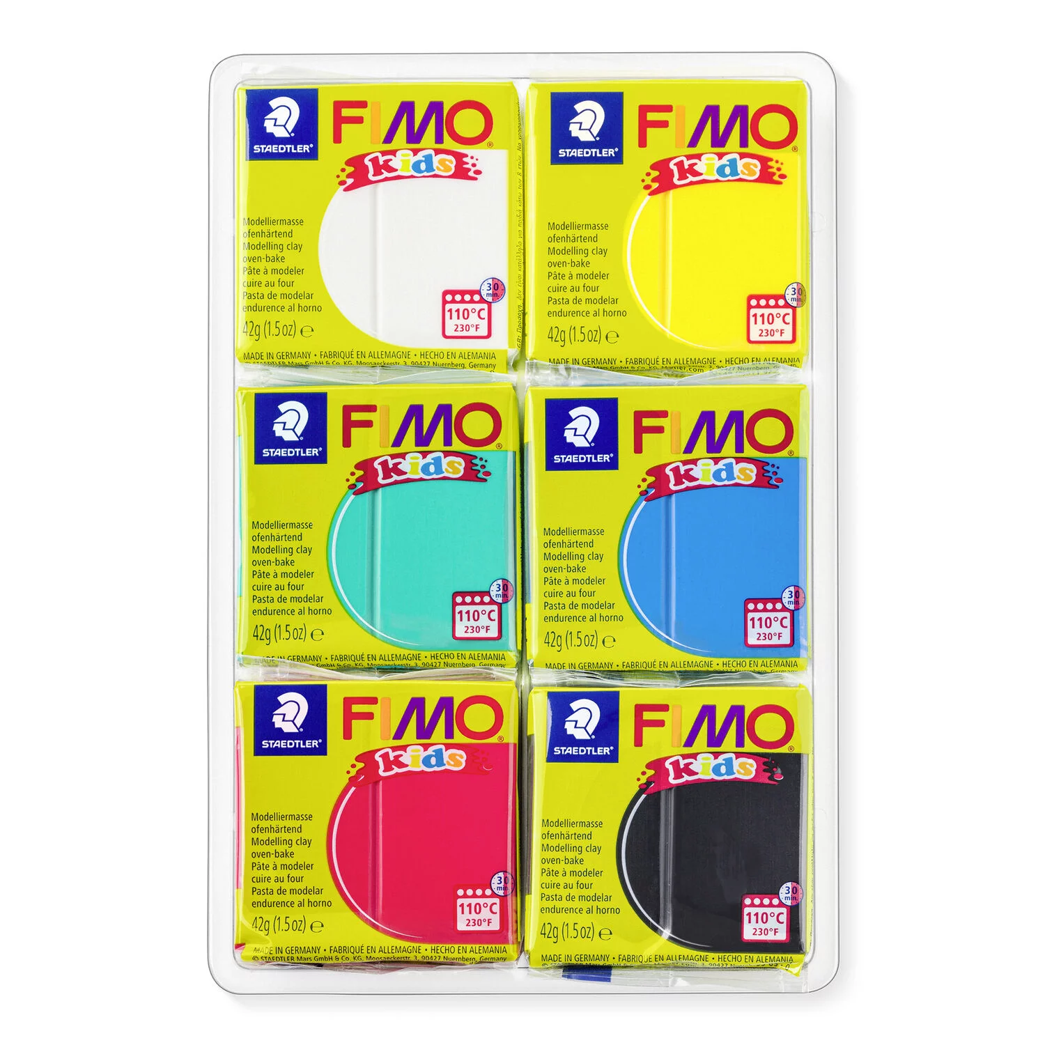 STAEDTLER 8032-01 - Fimo kids Set "Basic" - ofenhärtende Modelliermasse, 6x42g