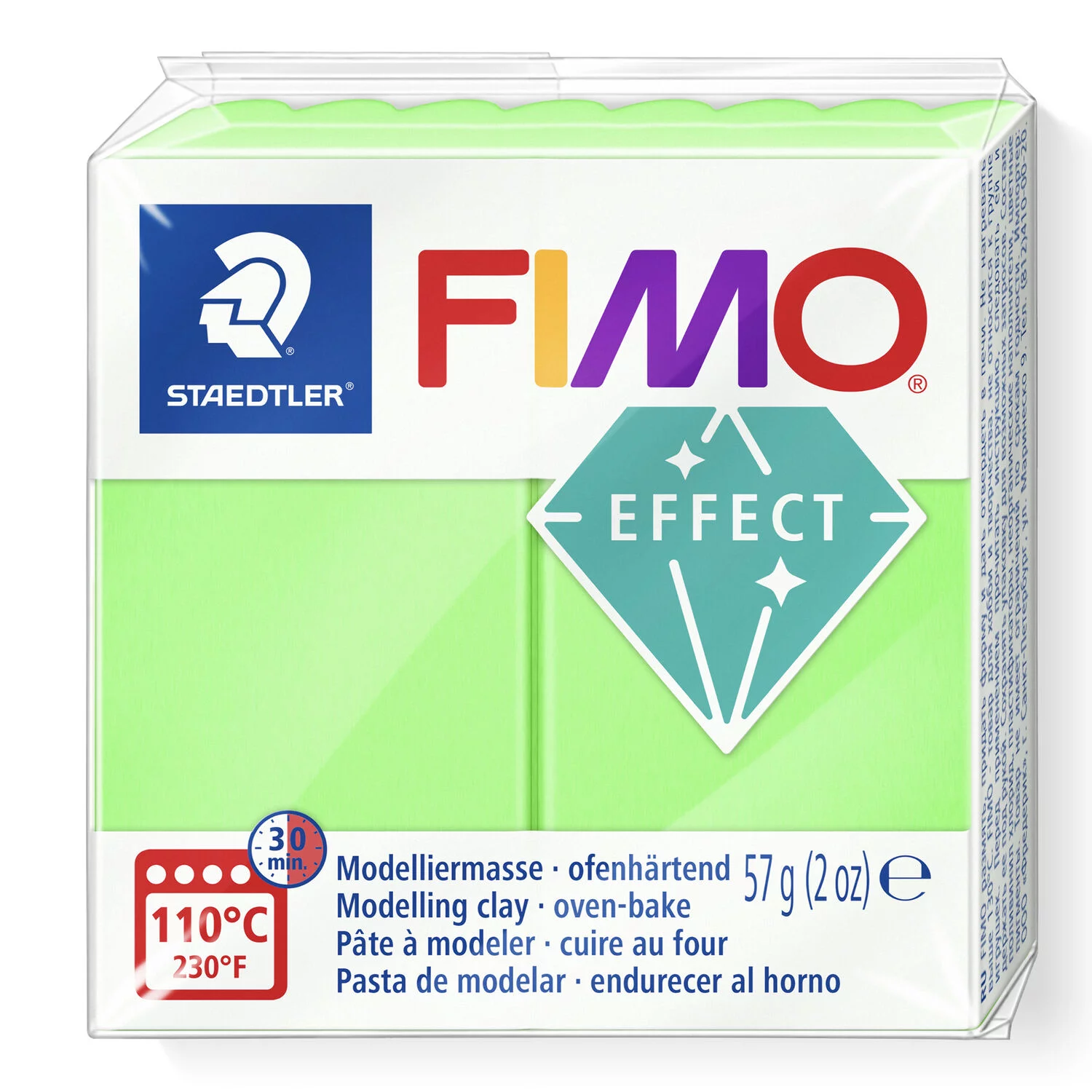 STAEDTLER 8010-501 - Fimo effect Neon ofenhärtende Modelliermasse, 57g, neon grün