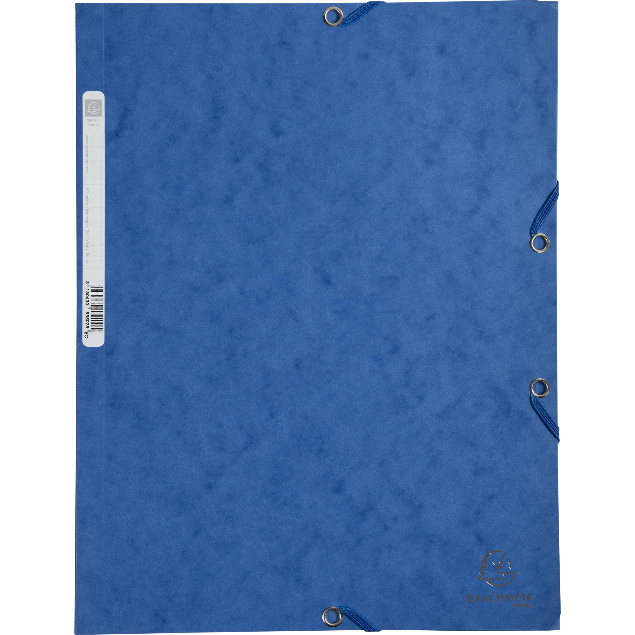 EXACOMPTA Sammelmappen mit Gummizug und 3 Klappen, Colorspan-Karton 400g/m2, für DIN A4 - Blau
