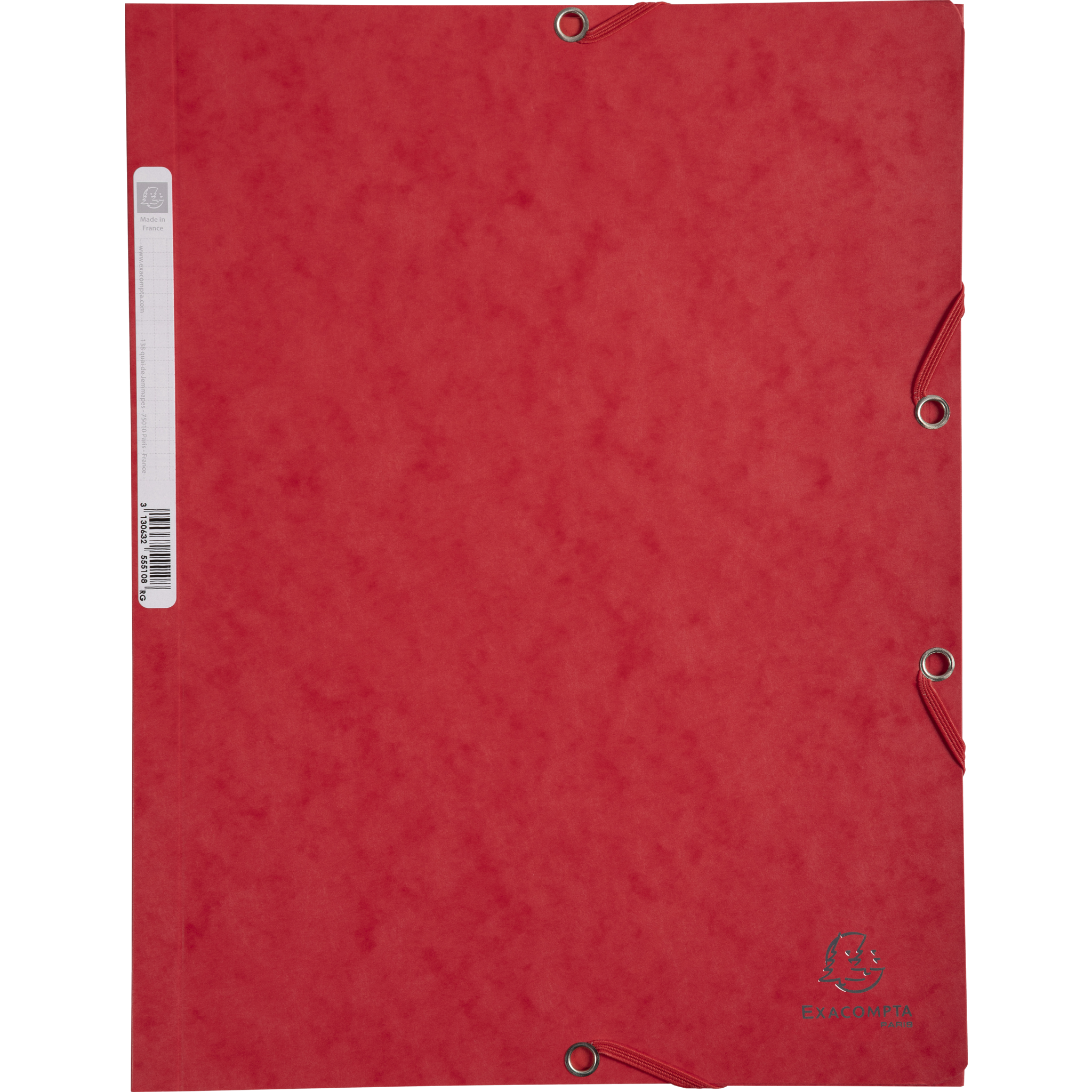EXACOMPTA Sammelmappen mit Gummizug und 3 Klappen, Colorspan-Karton 400g/m2, für DIN A4 - Rot