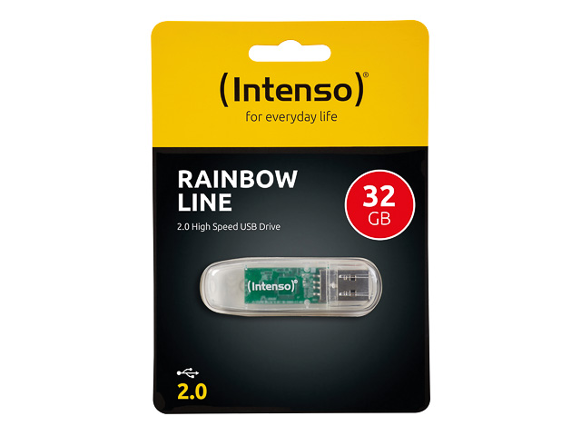INTENSO RAINBOW LINE USB STICK 32GB 28MB/S USB 2.0 transparent - 3502480