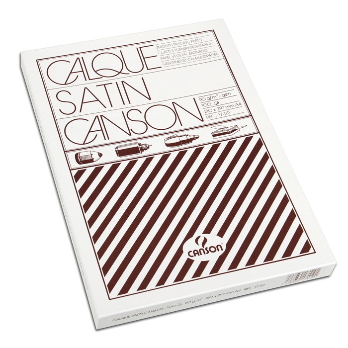 CANSON Calque Satin Transparentpapier Box, DIN A4, 100 Blatt, 90/95 g/m², Satiniert