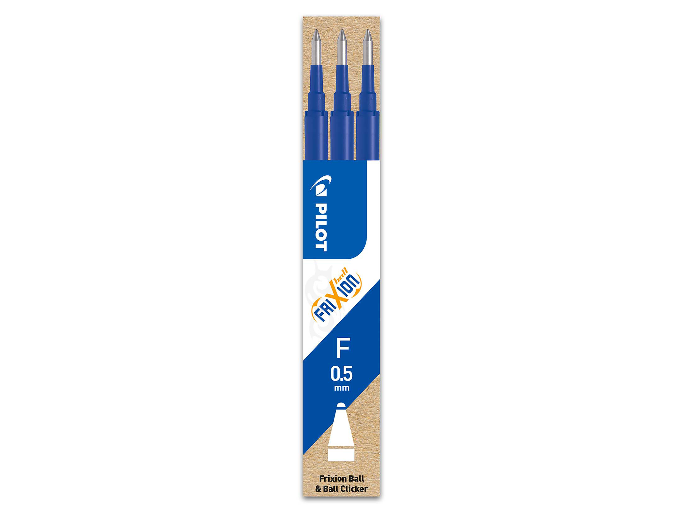 PILOT Tintenrollermine FriXion Ball/Clicker 0.5 (F) Blau 3er Set