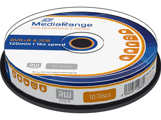 MEDIARANGE DVD+R 4.7GB 16X (10Stk) CB WORM CAKE BOX - MR453
